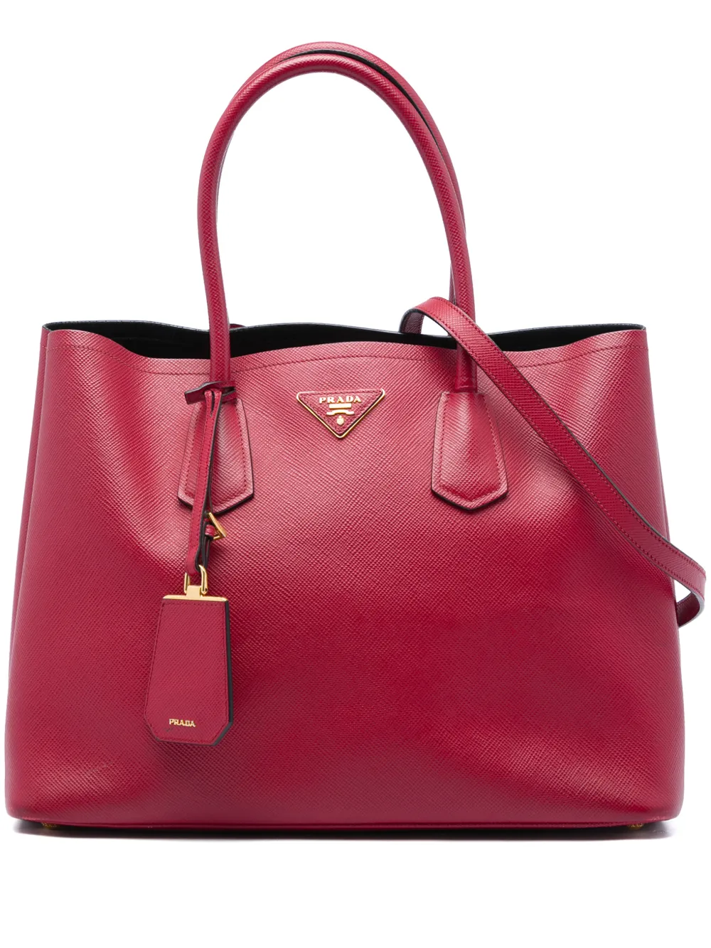 Prada Pre-Owned 2013-2026 Large Saffiano Cuir Double satchel - Rot