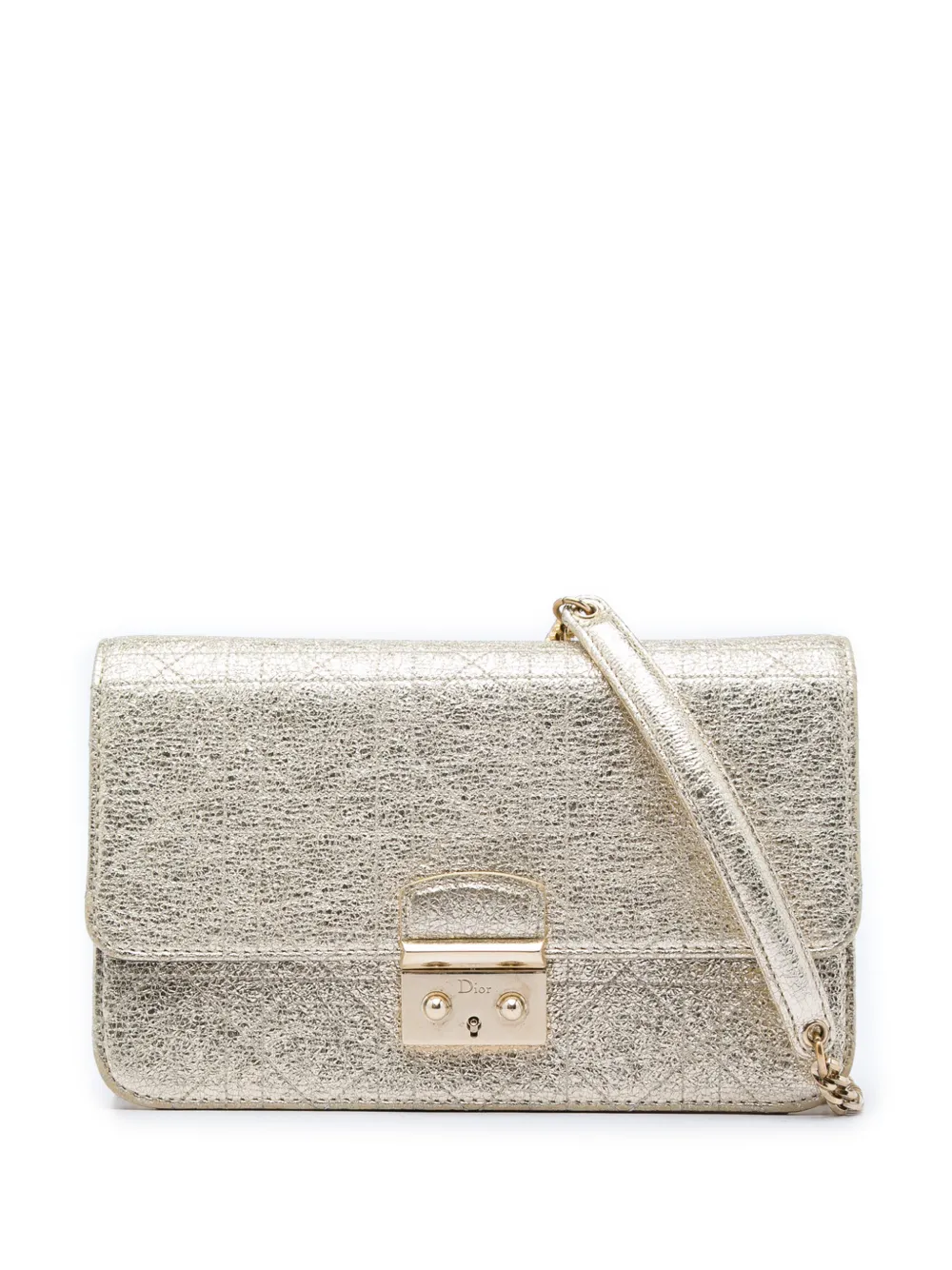 Christian Dior Pre-Owned pochette portefeuille à bandoulière chaîne Miss Dior Promenade en cuir de veau Cannage métallisé et effet froissé (2015)
