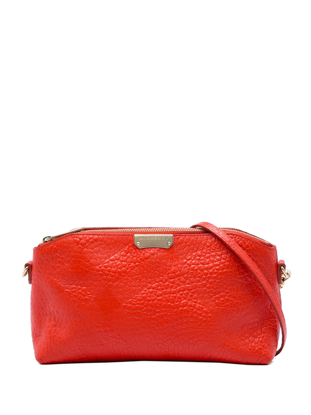 Burberry Pre-Owned 2000-2017 Small Grain Check Embossed Leather Chichester crossbody bag - Rosso