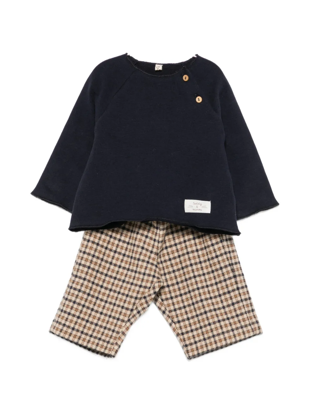 TEDDY & MINOU button-detail checked tracksuit - Toni neutri