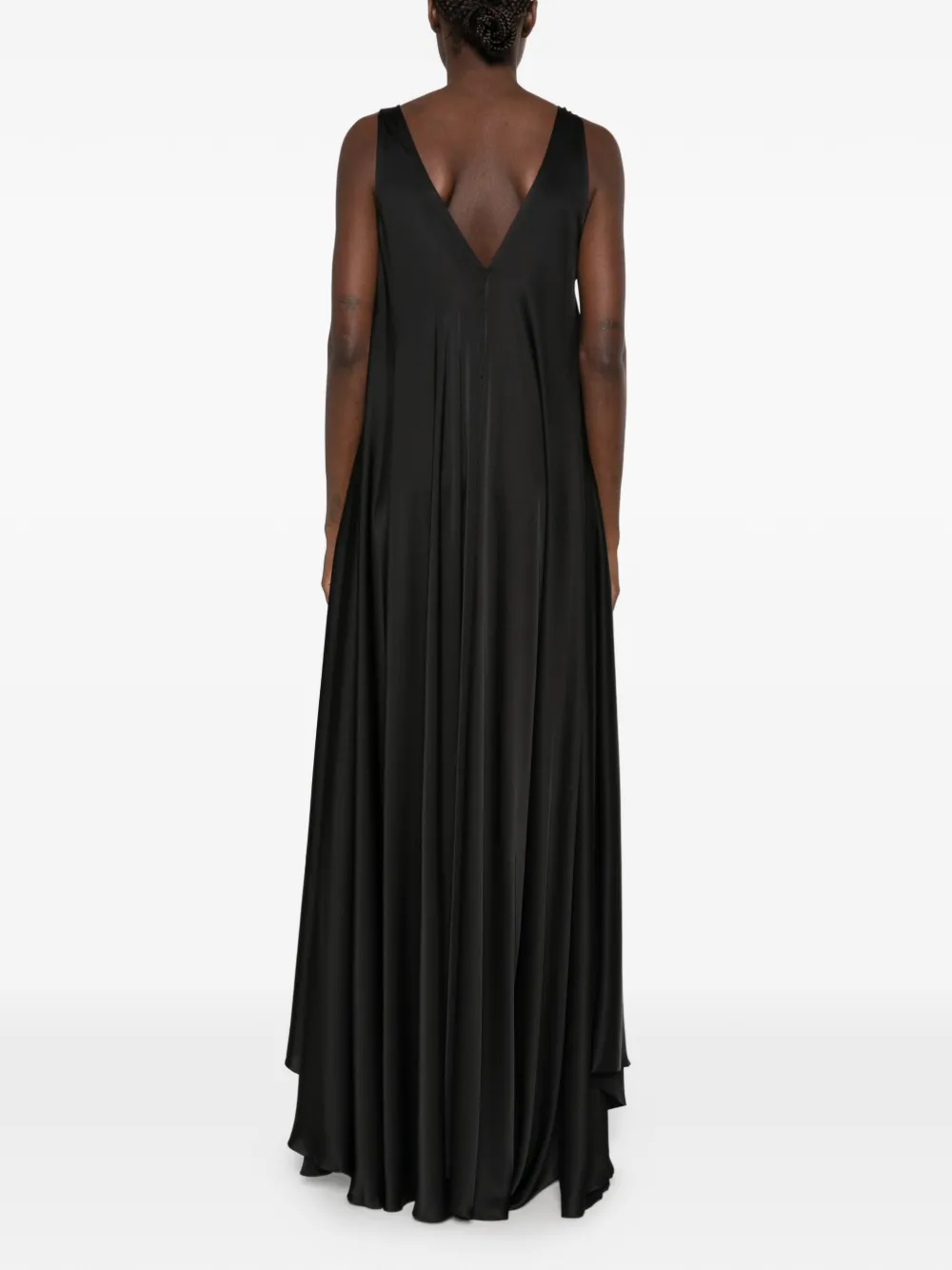 SILKYLICIOUS Sun satin-finish pleated maxi dress Zwart