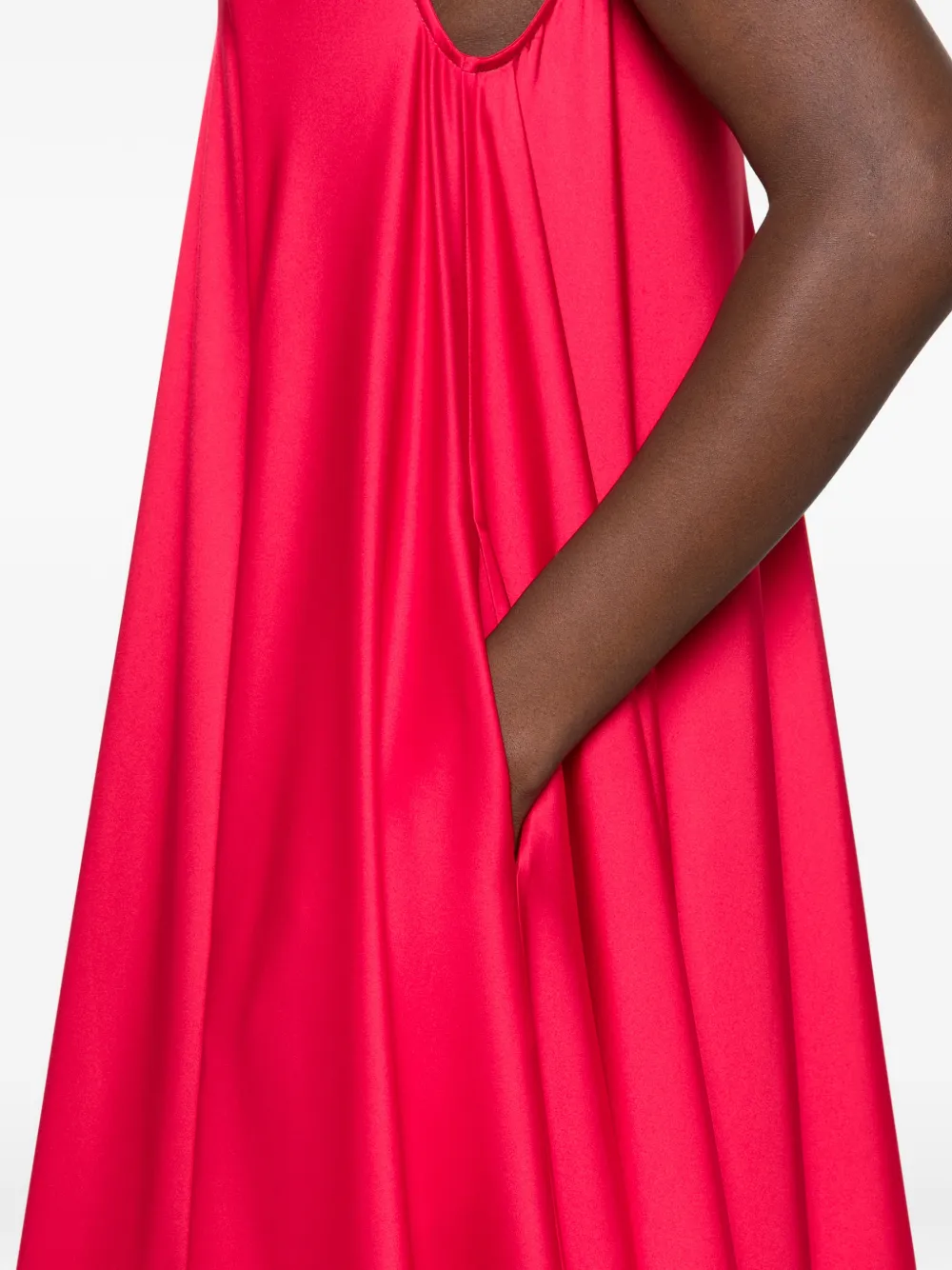 SILKYLICIOUS Sun V-neck flared maxi dress Rood