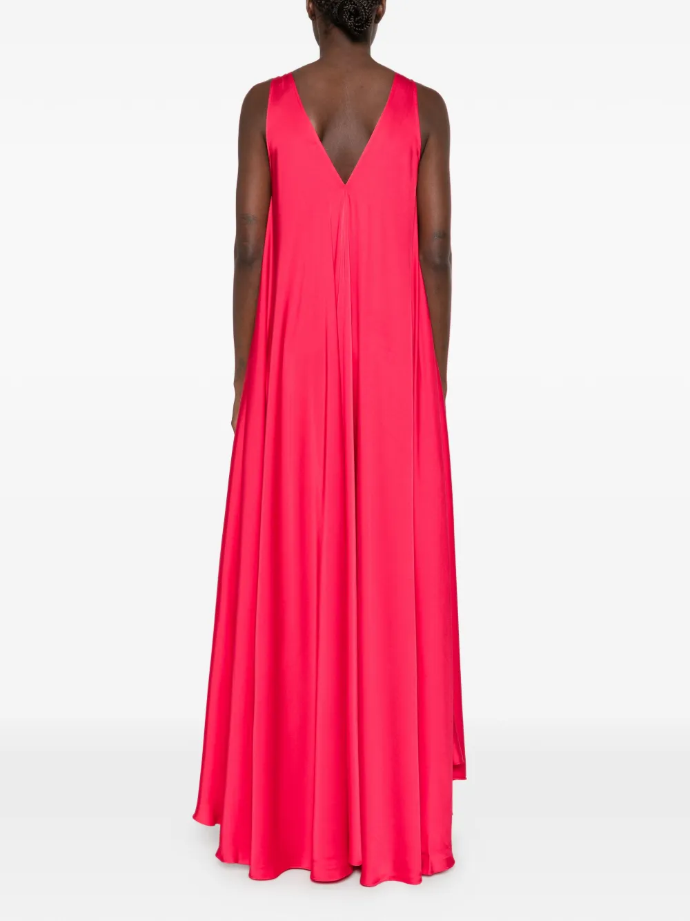 SILKYLICIOUS Sun V-neck flared maxi dress Rood
