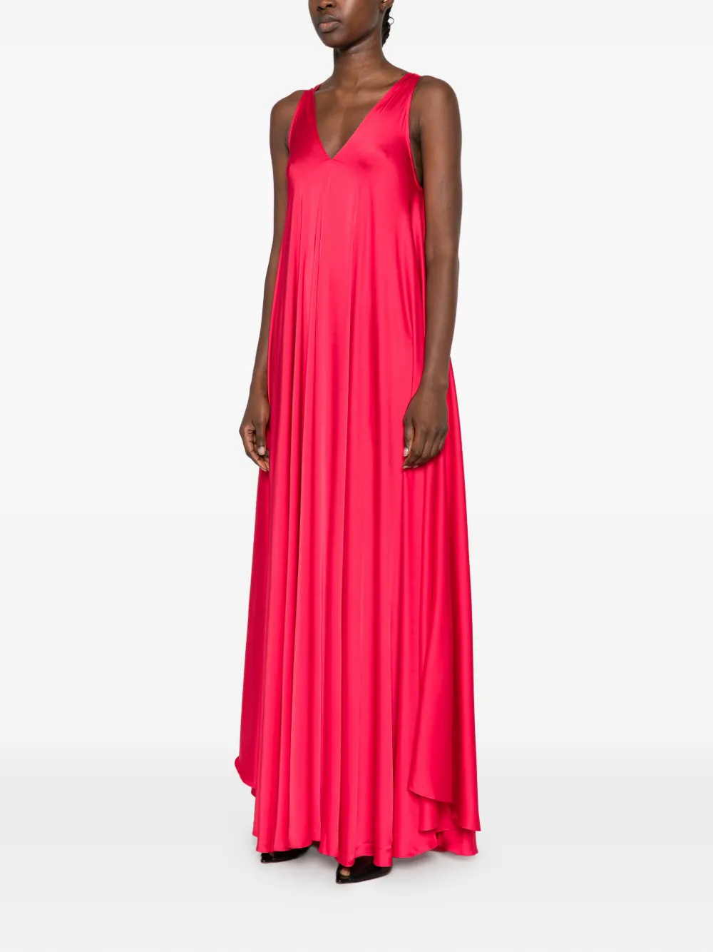 SILKYLICIOUS Sun V-neck flared maxi dress Rood