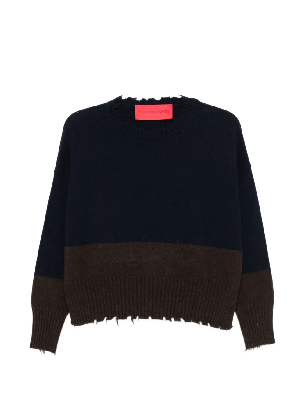 VIRGINIA BIZZI colour-block distressed-effect sweater