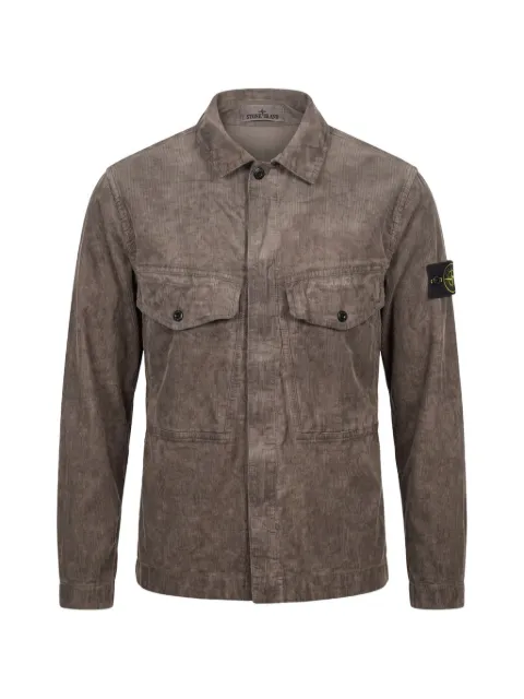 Stone Island corduroy terra-effect regular-fit zip-up overshirt with chest pockets