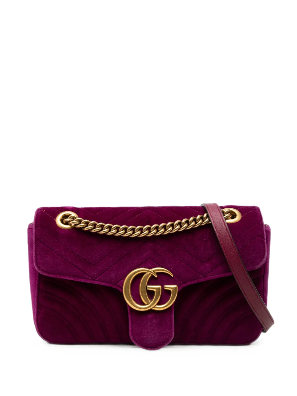 Gucci Pre-Owned Borsa a spalla GG Marmont media matelassé in velluto 2016-2026 - Viola