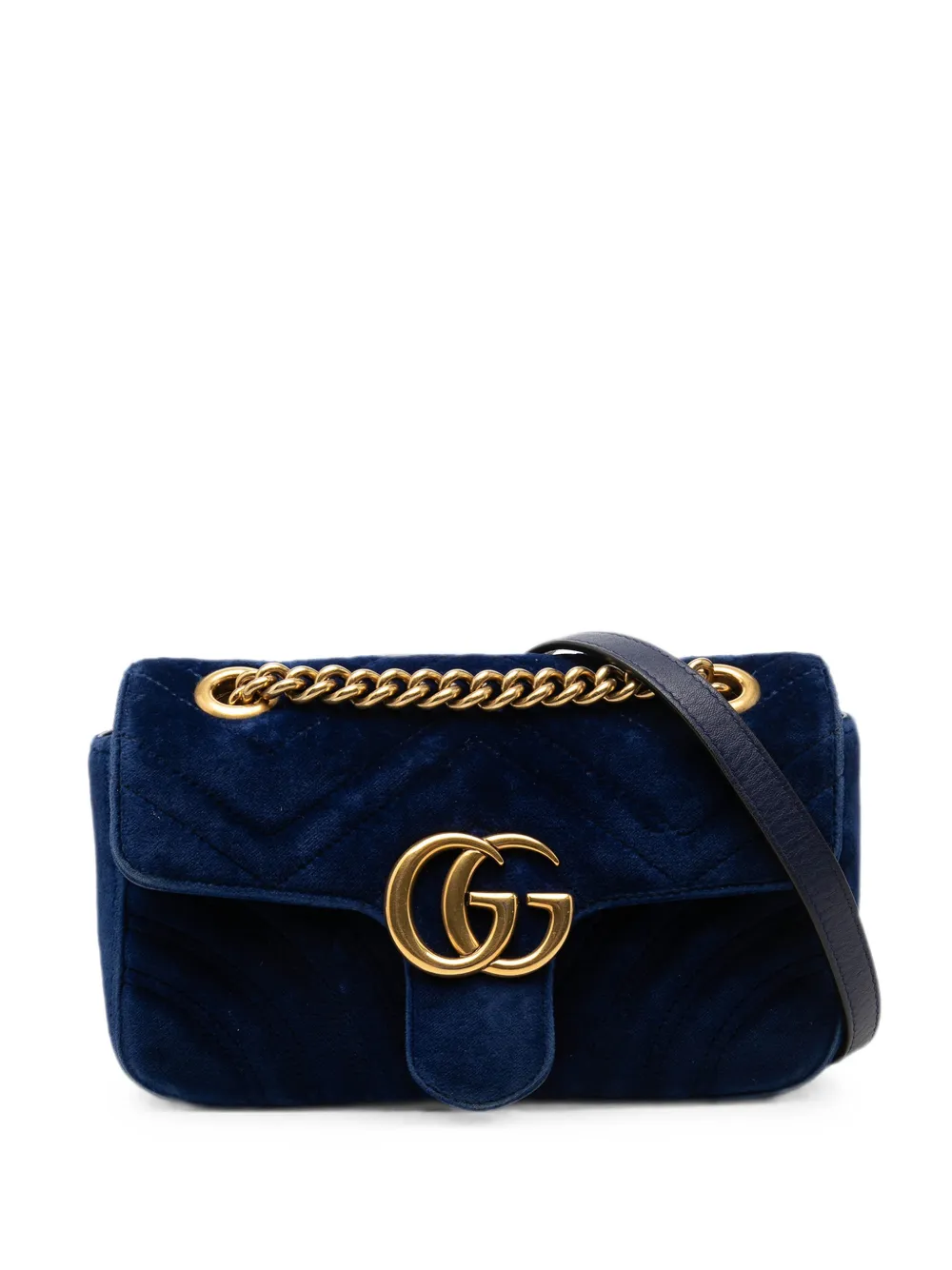 Gucci Pre-Owned 2016-2026 Small GG Marmont Matelasse Velvet shoulder bag - Blau