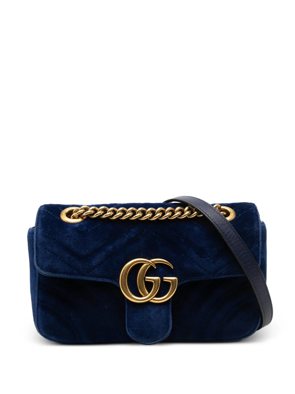 Gucci Pre-Owned 2016-2026 Small GG Marmont Matelasse Velvet shoulder bag - Blu