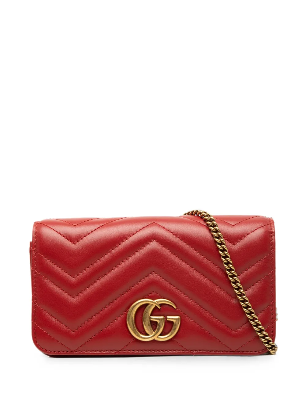 Gucci Pre-Owned 2016-2026 Mini GG Marmont Matelasse Calfskin Wallet On Chain crossbody bag - Rot