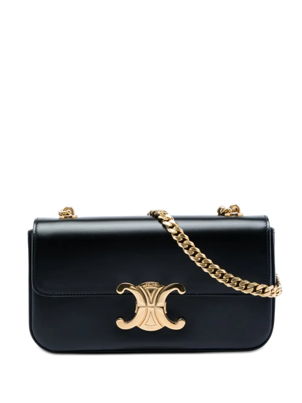 Celine Pre-Owned 2022 Shiny Calfskin Claude Chain shoulder bag - Black