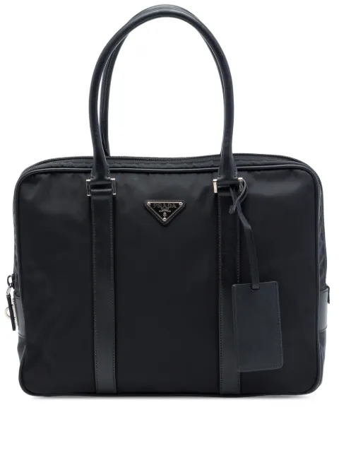 Prada Pre-Owned 2013-2026 Saffiano Trimmed Tessuto business bag