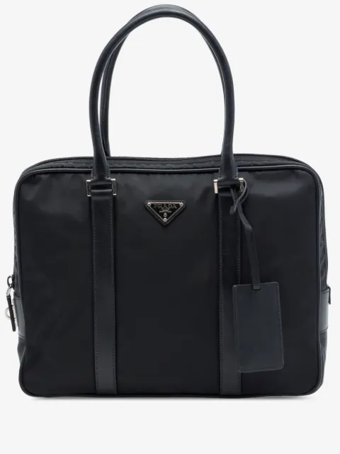 Prada Pre-Owned 2013-2026 Saffiano Trimmed Tessuto business bag