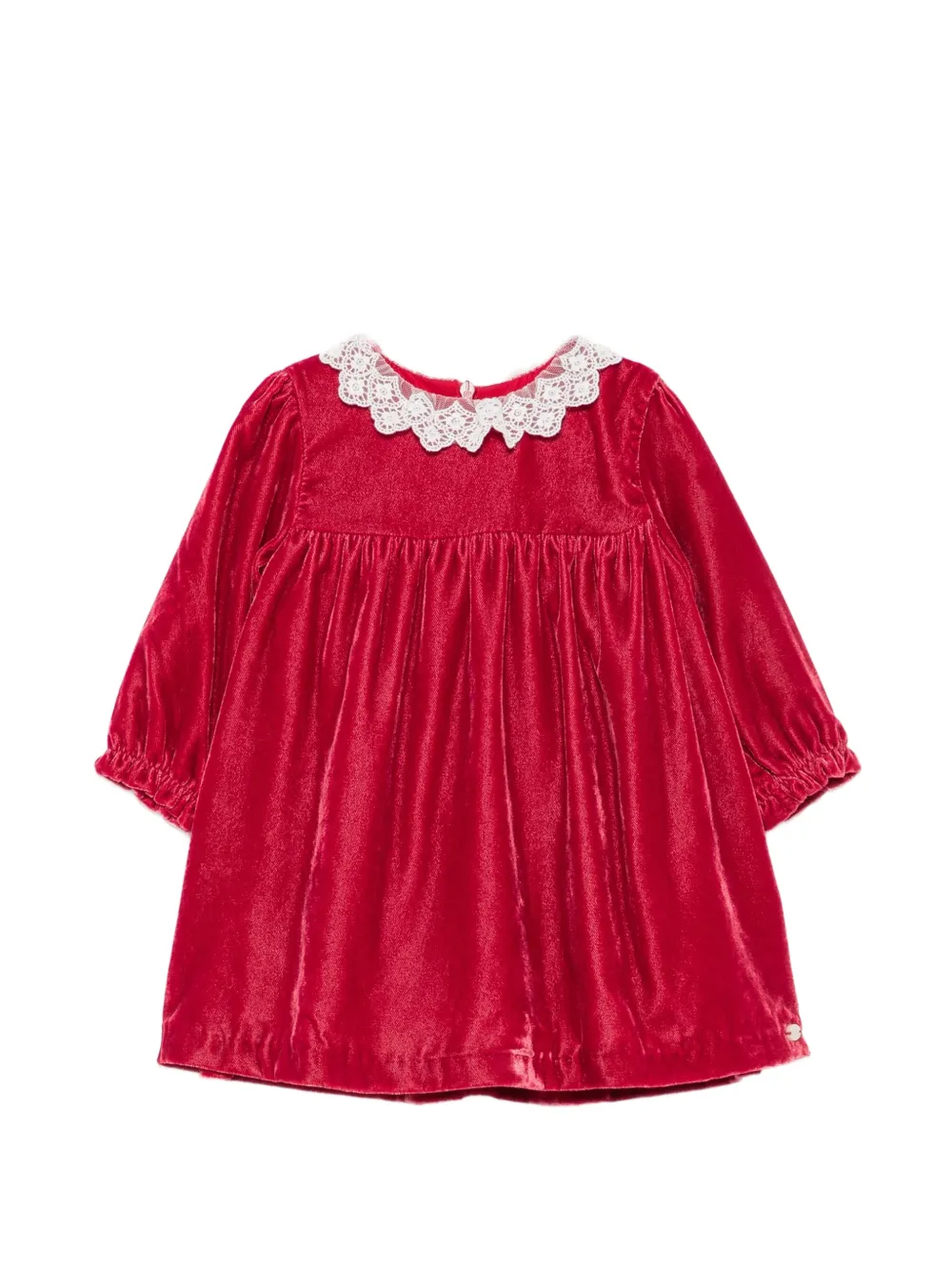 Tartine Et Chocolat lace-collar velvet dress - Rosso