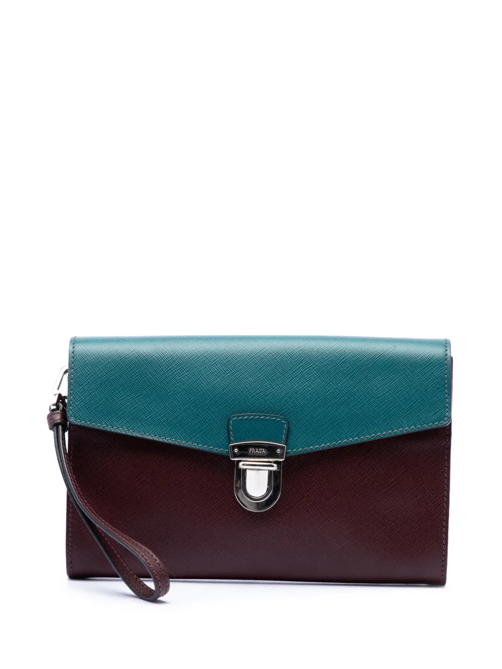 Prada Pre-Owned 2000-2013 Bicolor Saffiano Envelope Push Lock clutch bag - Rosso