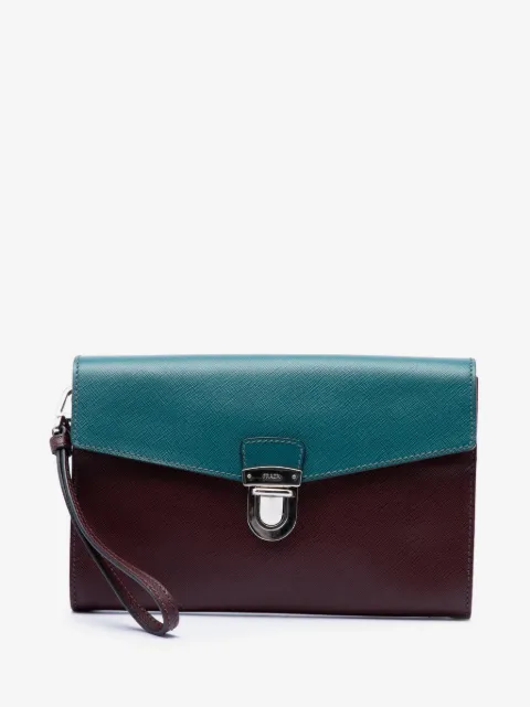 Prada Pre-Owned 2000-2013 Bicolor Saffiano Envelope Push Lock clutch bag