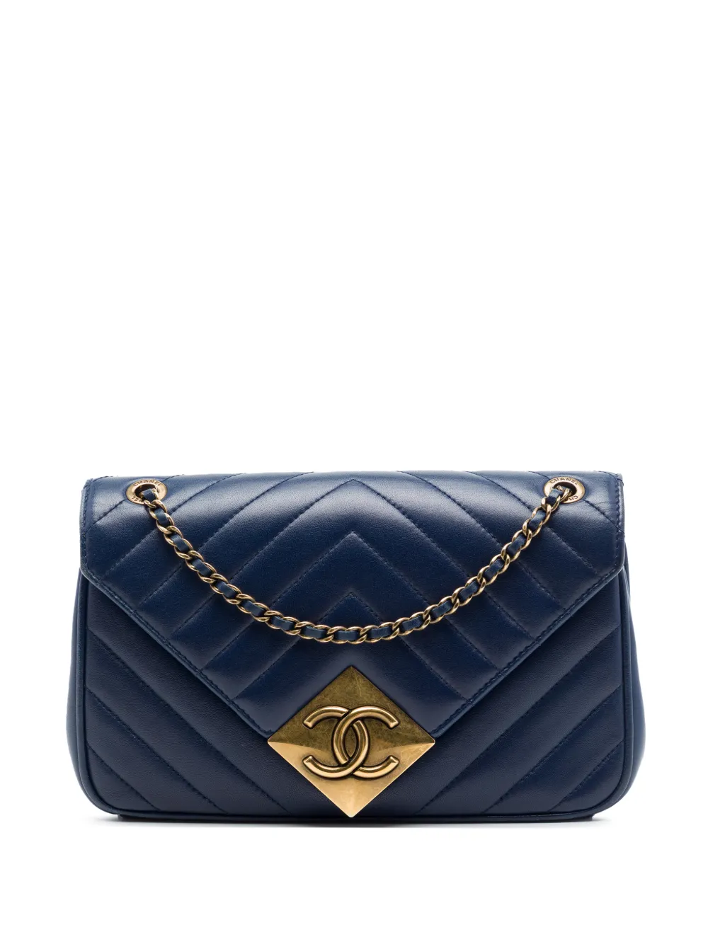 CHANEL Pre-Owned 2015-2016 Chevron Lambskin Pyramid CC Flap shoulder bag - Blu