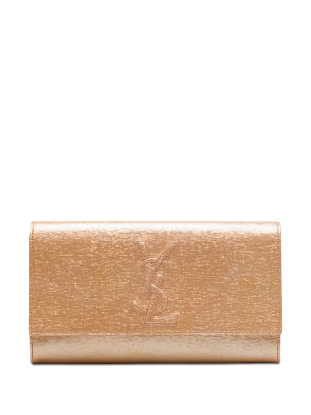 Saint Laurent Pre-Owned 2000-2013 Large Textured Patent Monogram Belle De Jour clutch bag - Nude