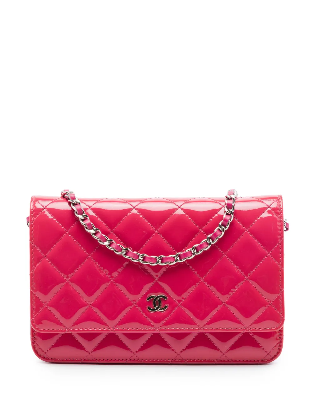 CHANEL Pre-Owned 2014 CC Quilted Patent Wallet on Chain crossbody bag - Rosa