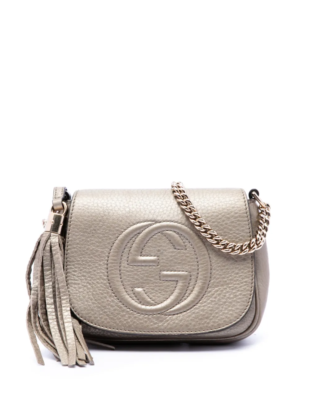 Gucci Pre-Owned 2016-2026 Small Metallic Leather Soho Chain Flap crossbody bag - Gold