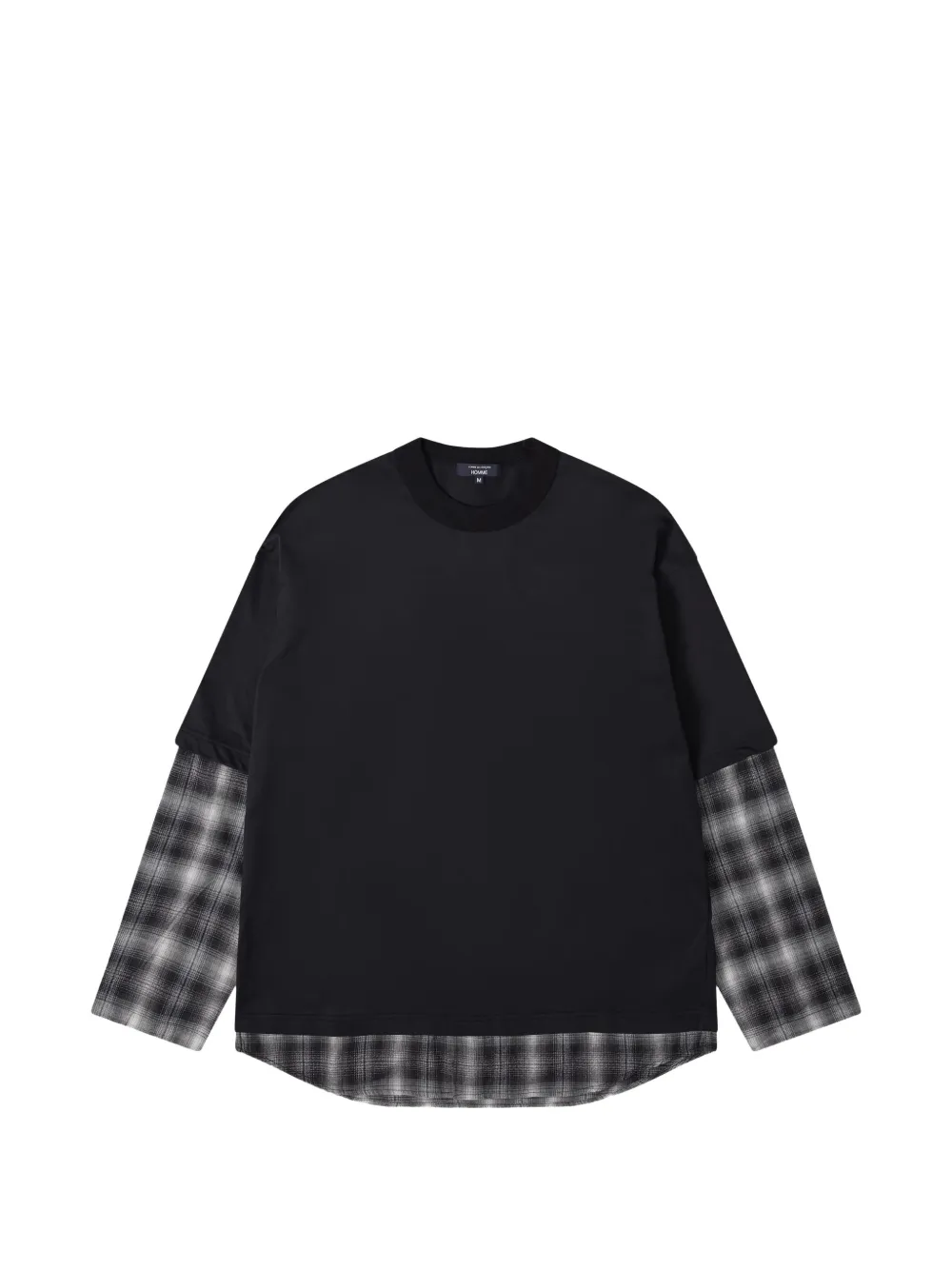 Comme des Garçons Homme layered-design check-pattern long-sleeve T-shirt Zwart