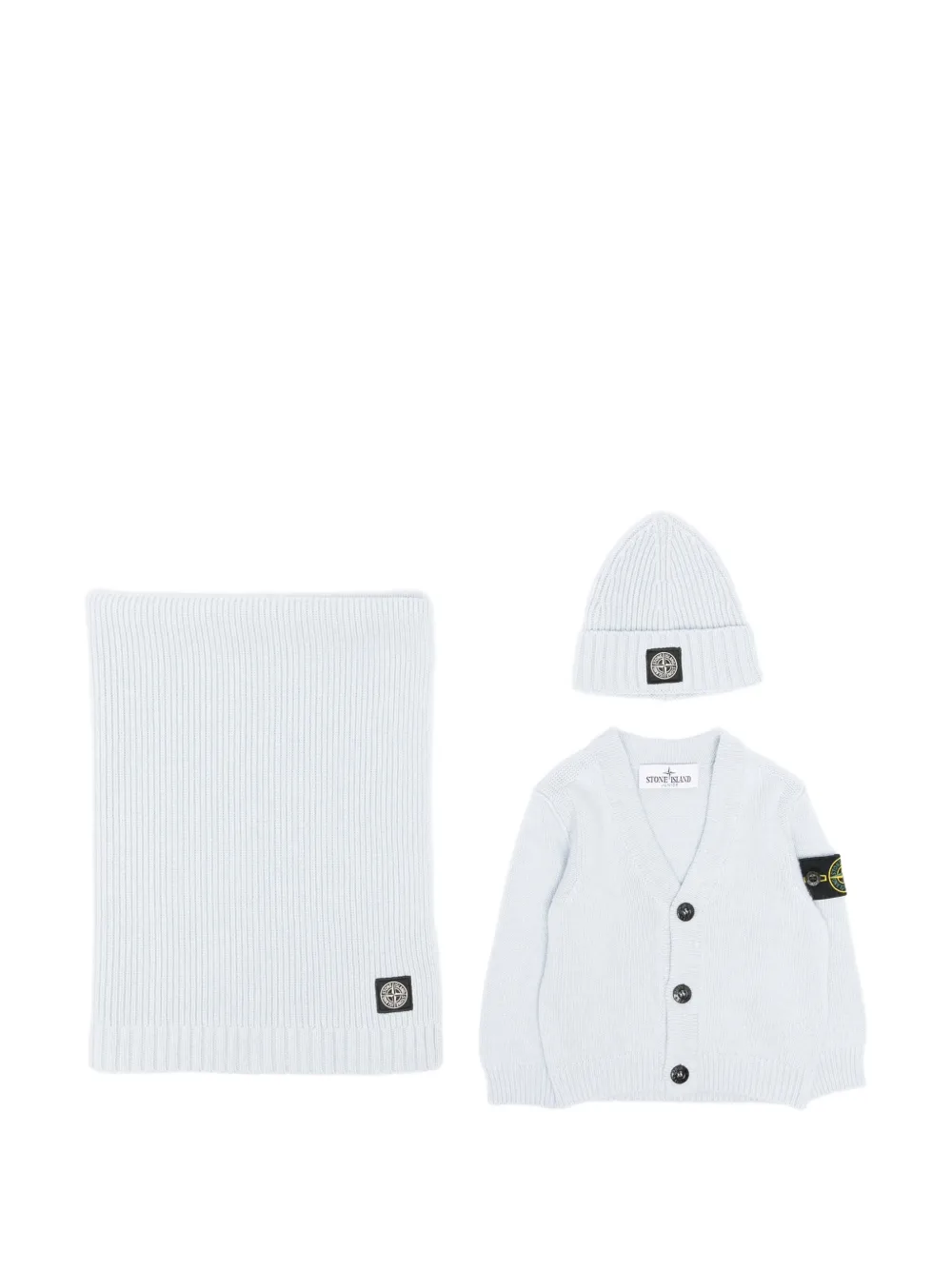 Stone Island Junior logo-patch knitted cardigan set - Blu