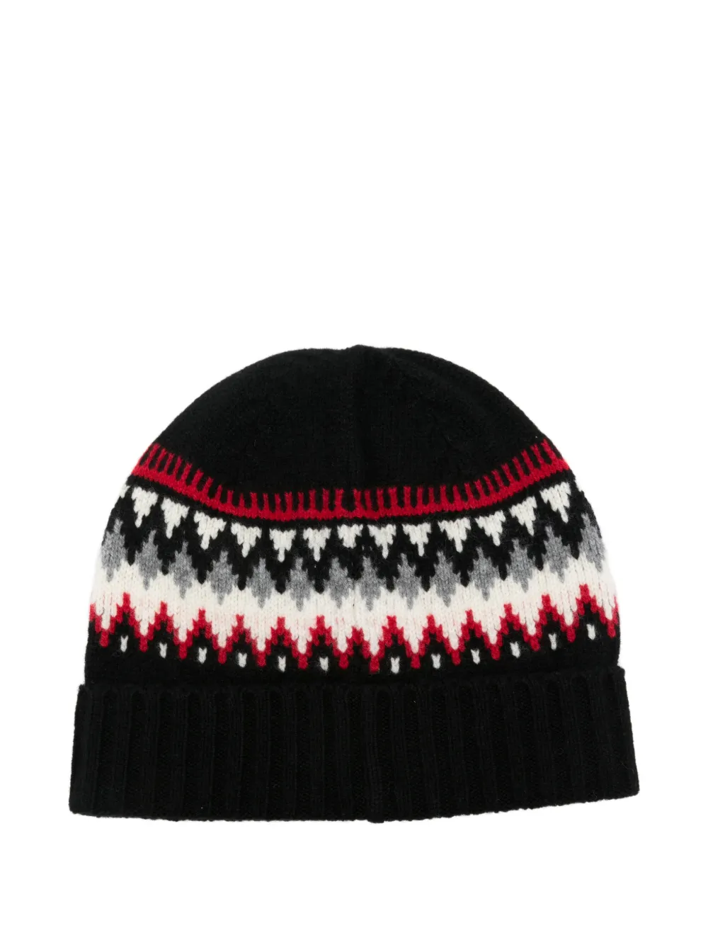 Moncler Enfant Fair Isle muts met logo-patch Zwart
