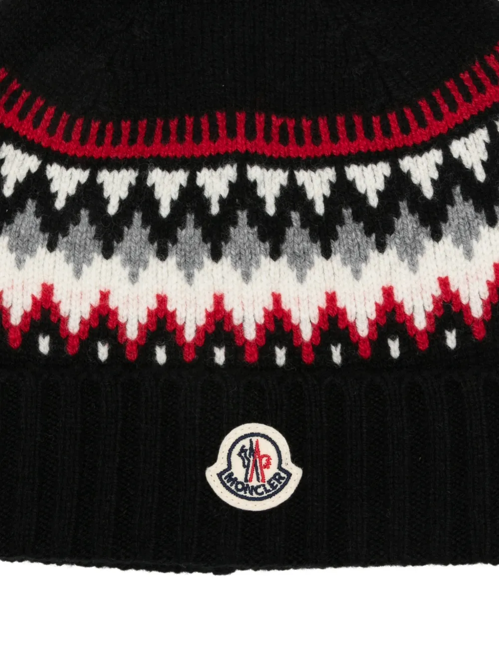Moncler Enfant Fair Isle muts met logo-patch Zwart