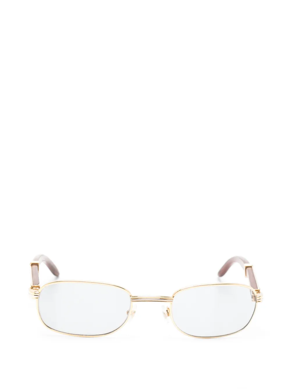 Cartier Breteuil wood-arm rectangle-frame sunglasses - Oro