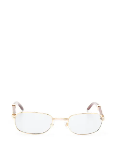 Cartier Breteuil wood-arm rectangle-frame sunglasses