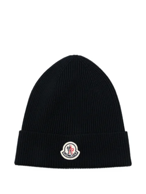Moncler gorro de canalé con parche del logo