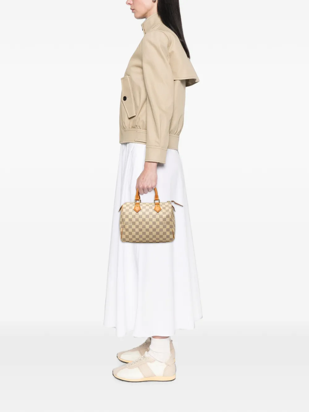 Louis Vuitton Pre-Owned sac boston Speedy 25 en toile Damier Azur (2015) - Blanc