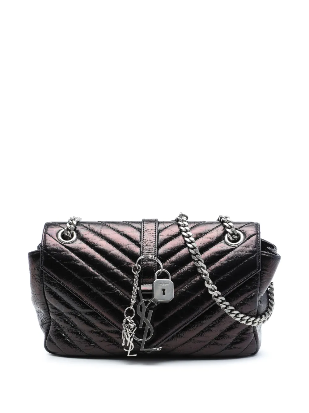 Saint Laurent Pre-Owned 2015 Medium Chevron Metallic Crinkled Calfskin Punk Chain Bag shoulder bag - Schwarz
