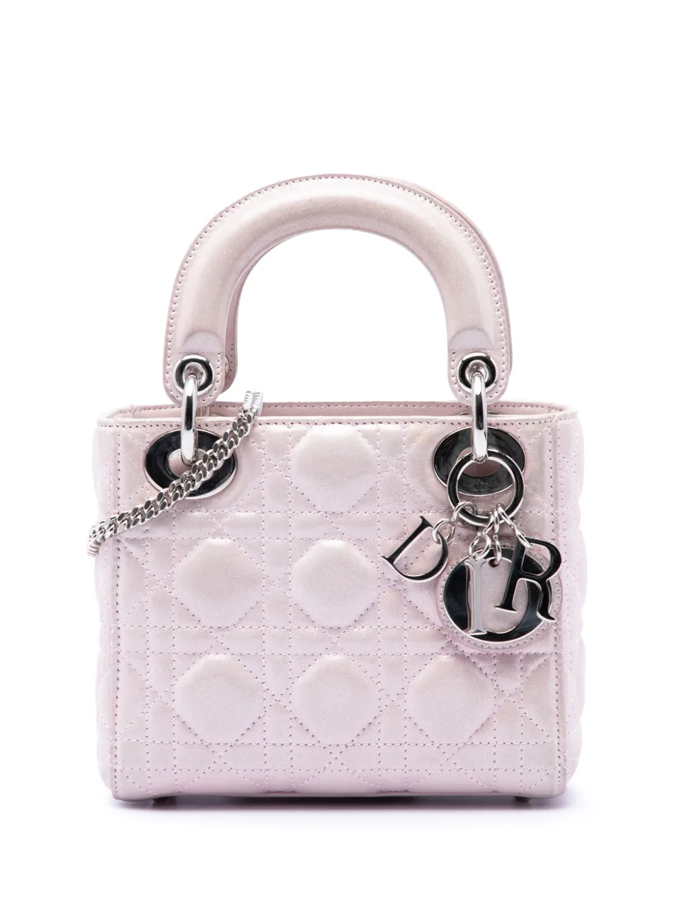 Christian Dior Pre-Owned 2015 Mini Iridescent Lambskin Cannage Lady Dior satchel - Rosa