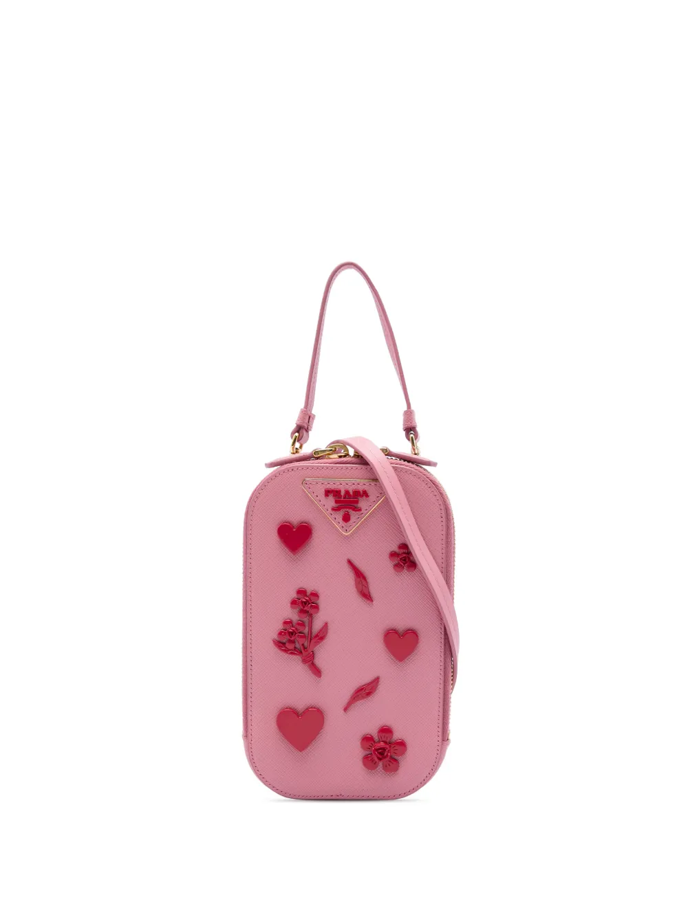 Prada Pre-Owned 2013-2026 Embellished Saffiano Lux Phone Pouch satchel - Rosa