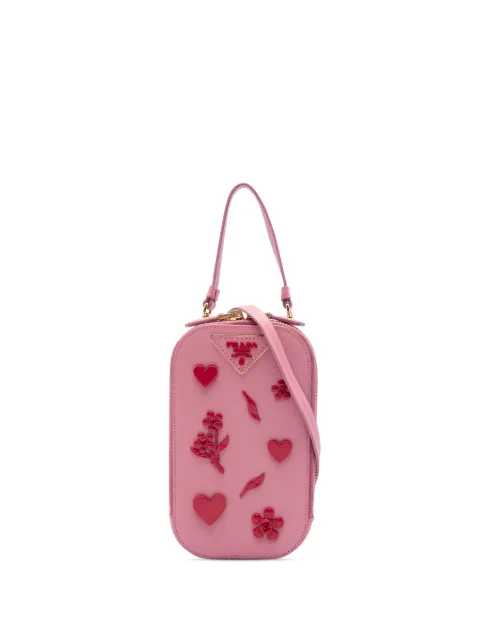 Prada Pre-Owned 2013-2026 Embellished Saffiano Lux Phone Pouch satchel