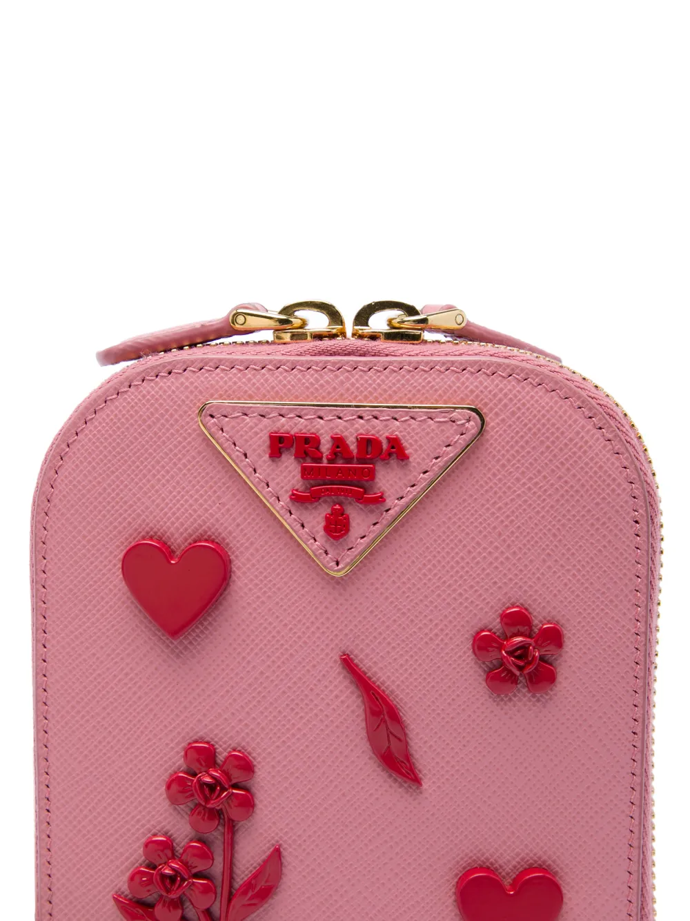 【まおすけさん専用】【新品】PRADA ピンクケース Prada Pre-Owned 2013-2026 Embellished Saffiano Lux Phone Pouch