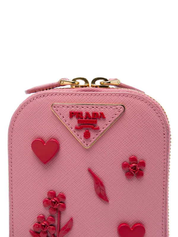 Prada Pre-Owned 2013-2026 Embellished Saffiano Lux Phone Pouch
