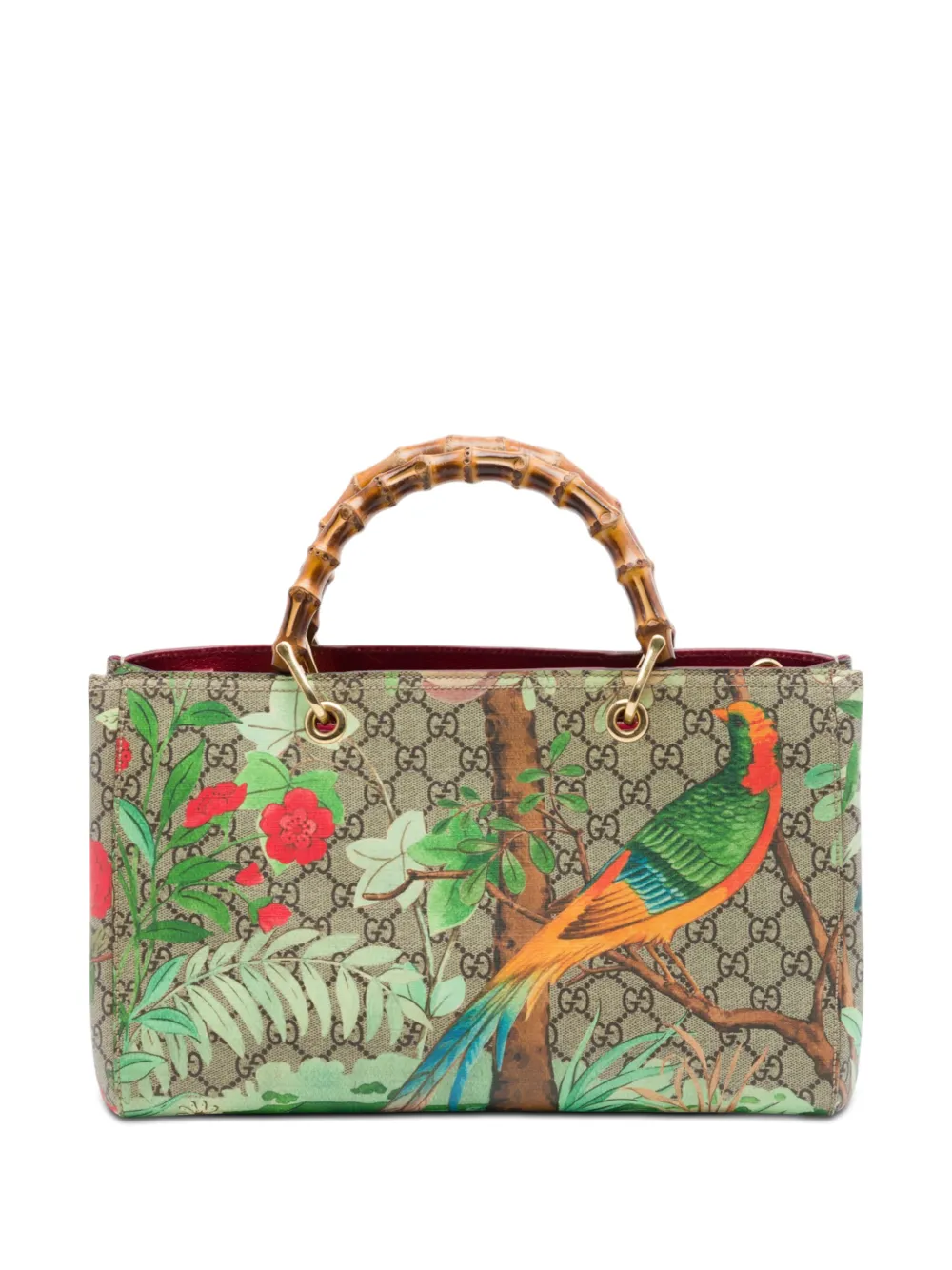 Gucci Pre-Owned 2016-2026 Medium GG Supreme Tian Bamboo Shopper satchel - Toni neutri