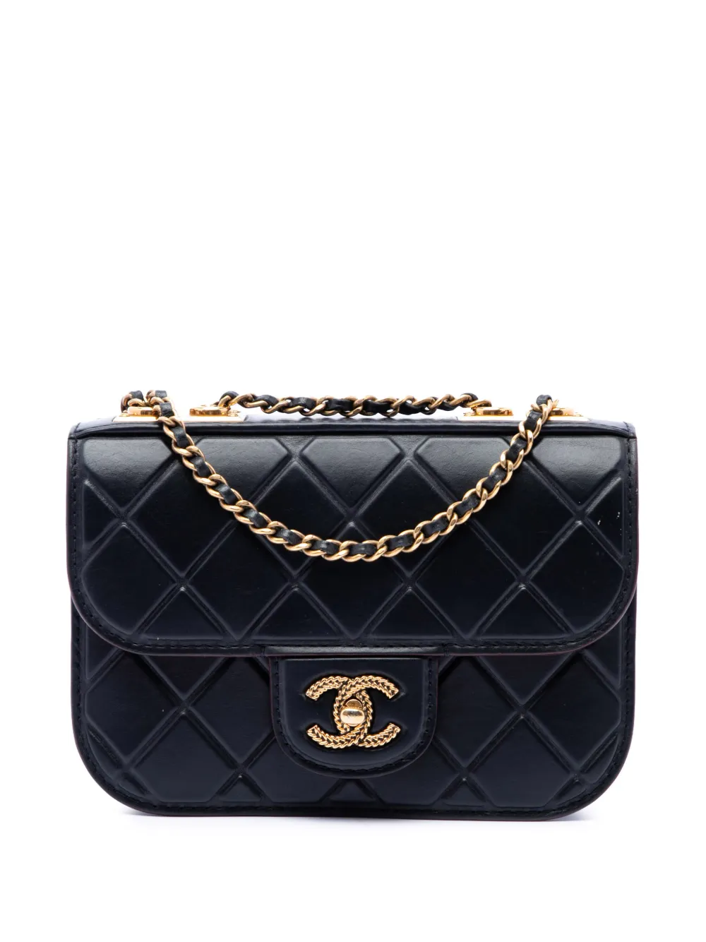 CHANEL Pre-Owned 2015-2016 CC Embossed Quilt Calfskin Single Flap crossbody bag - Schwarz