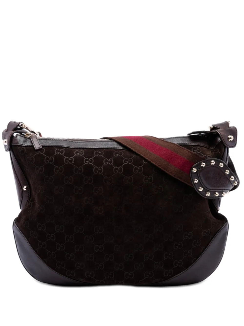 Gucci Pre-Owned 2000-2015 GG Suede Studded Pelham crossbody bag - Marrone