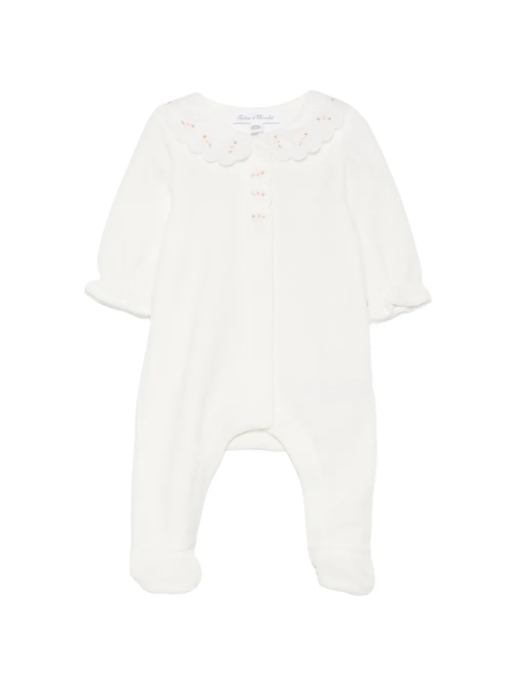 Tartine Et Chocolat embroidered scalloped-collar sleepsuit - Weiß