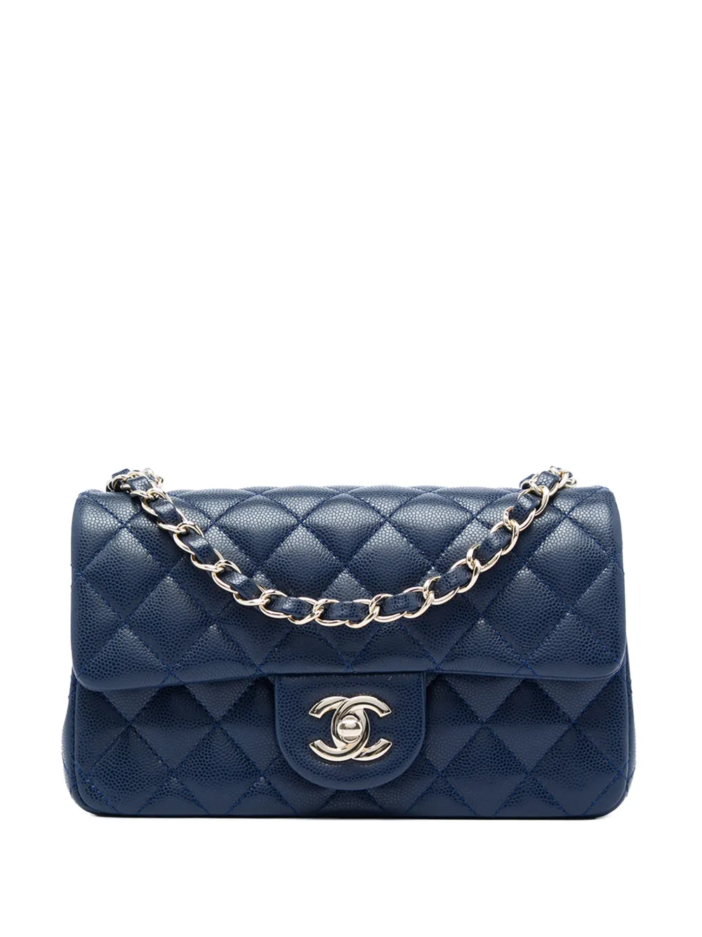 CHANEL Pre-Owned 2013-2014 Mini Rectangular Classic Caviar Single Flap crossbody bag - Blau