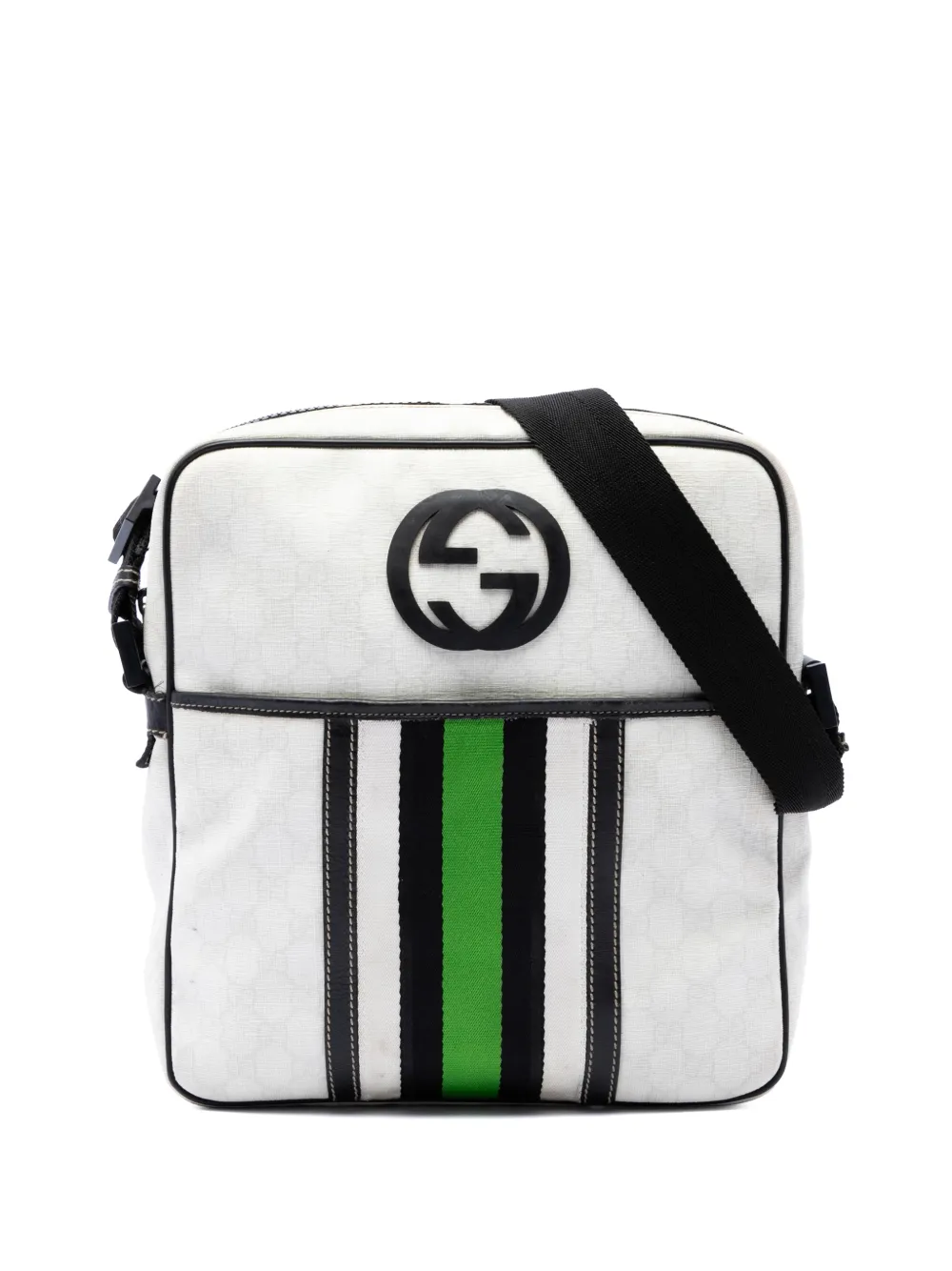 Gucci Pre-Owned 2016-2026 GG Supreme Interlocking G Web crossbody bag - Bianco