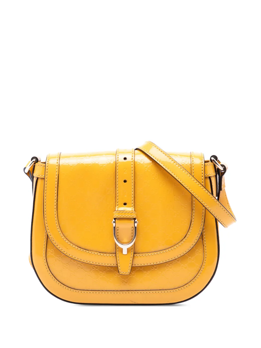 Gucci Pre-Owned 2016-2026 Small Microguccissima Patent Stirrup crossbody bag - Giallo