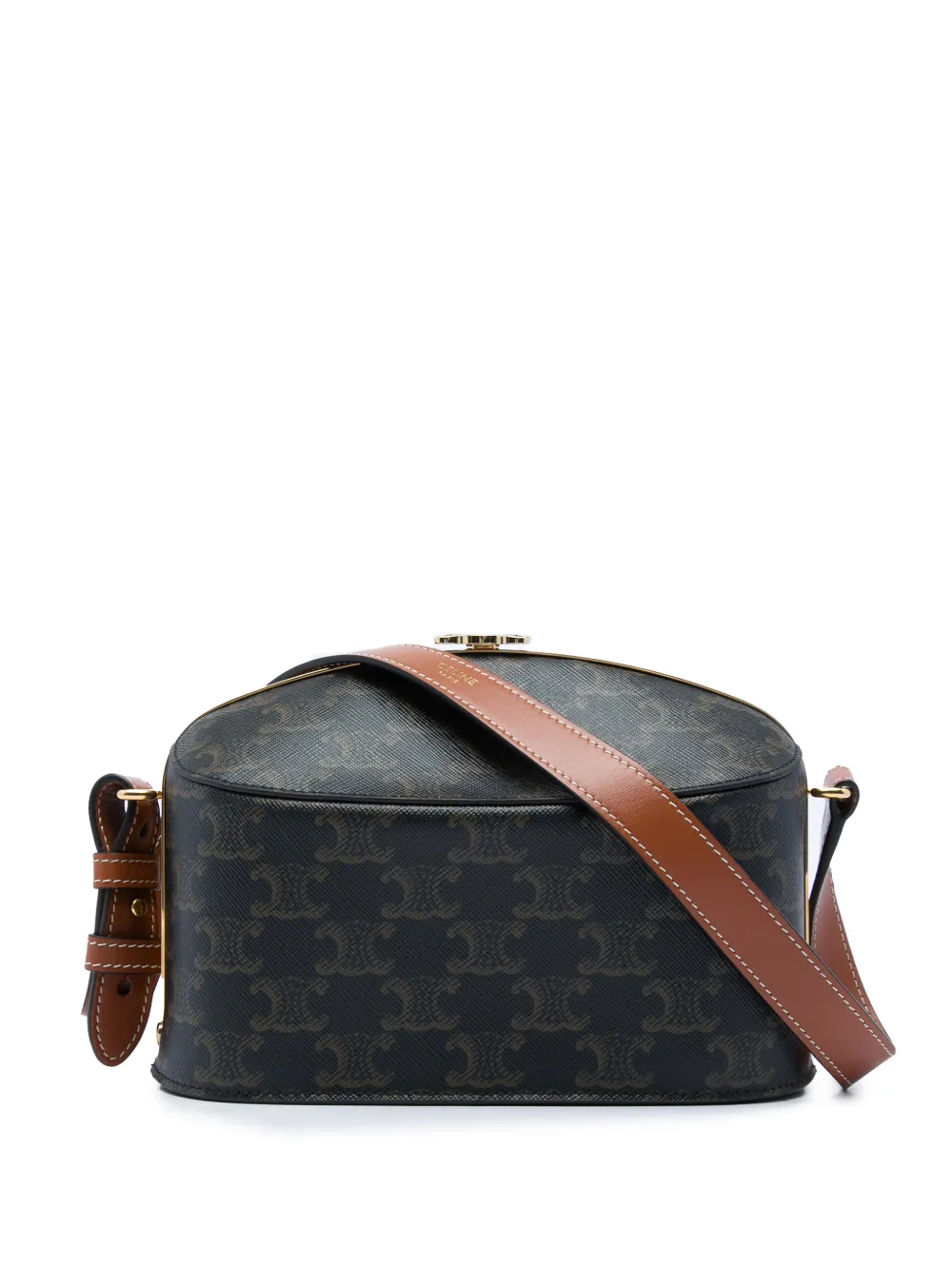 Celine Pre-Owned 2021 Triomphe Coated Canvas Lunch Box Bag shoulder bag - Marrone