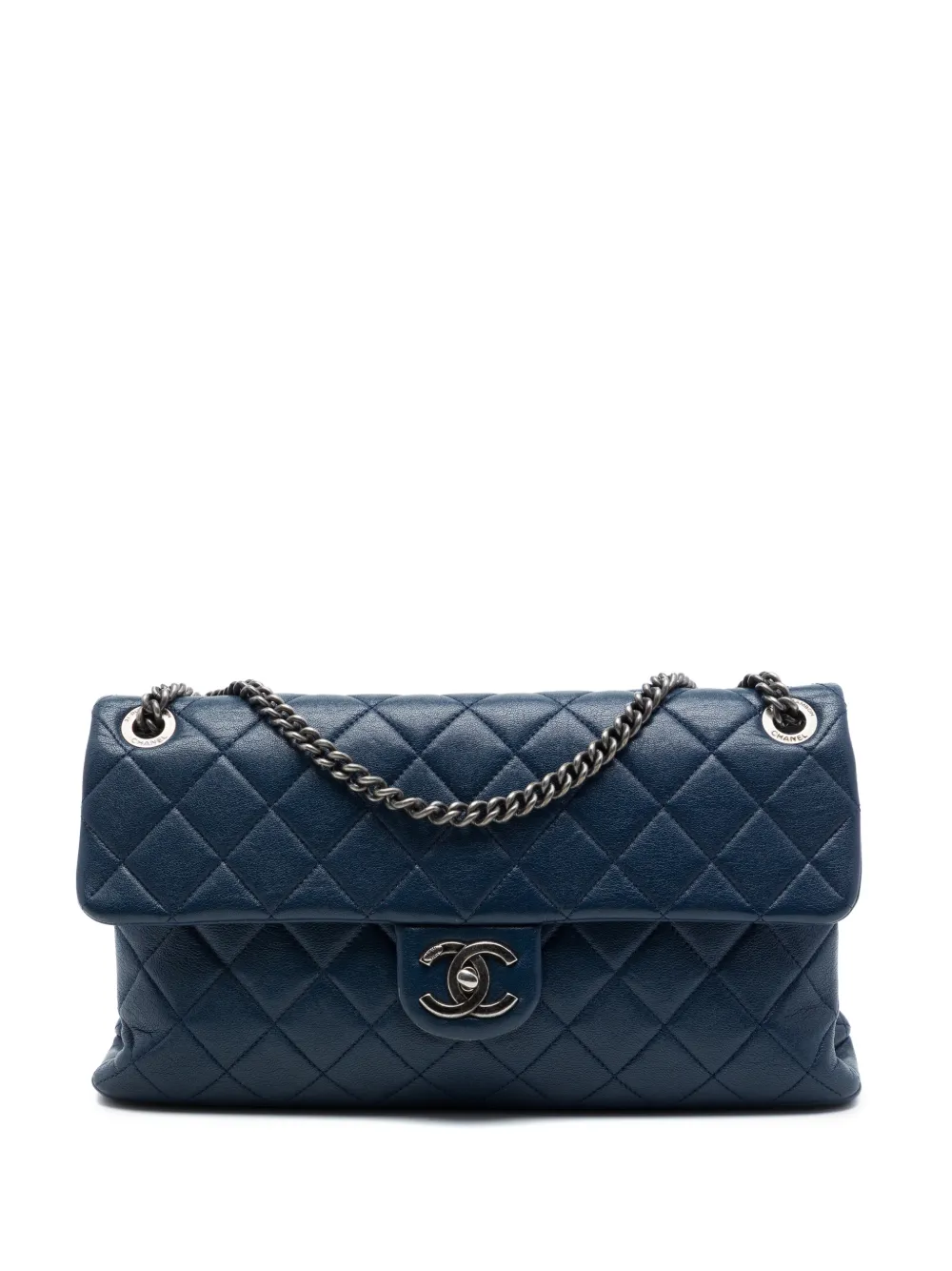 CHANEL Pre-Owned 2014-2015 Large Quilted Shiny Sheepskin Burgundy Rocks Flap shoulder bag - Blau