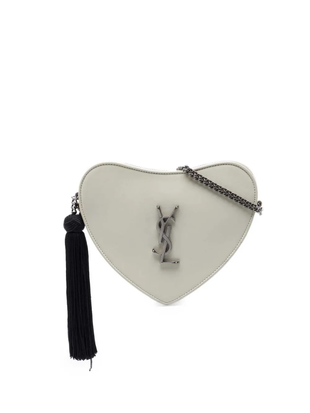 Saint Laurent Pre-Owned 2018 Smooth Calfskin Sac Coeur Heart Tassel crossbody bag - Weiß