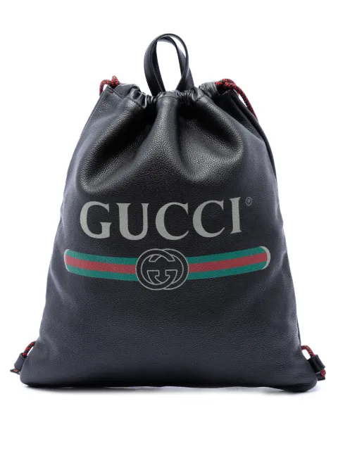 Gucci Pre-Owned 2021-2026 Grained Calfskin Web Logo Drawstring backpack