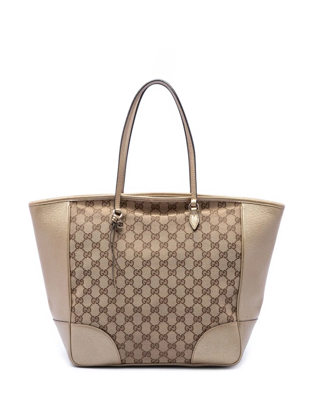 Gucci Pre-Owned 2016-2026 GG Canvas and Metallic Calfskin Bree tote bag - Nude